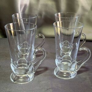 4 Vintage Aderia look Glass Mug Frosted Footed Irish Coffee Glass Cups